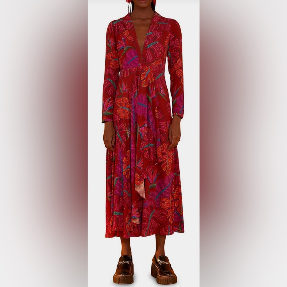 FARM Rio Delicate Leaves Maxi Dress, sz XS